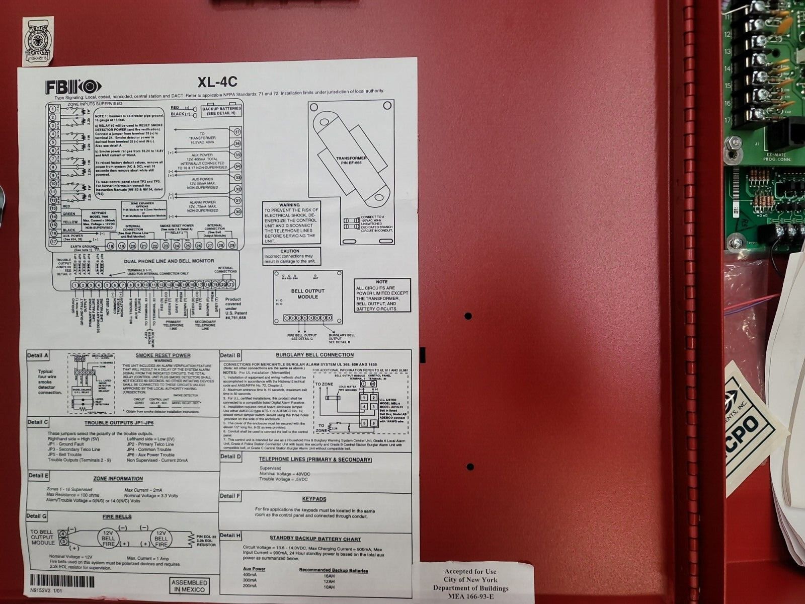 FBII XL-4CPO Burglary Fire Alarm System New In Box No Keypad Included.