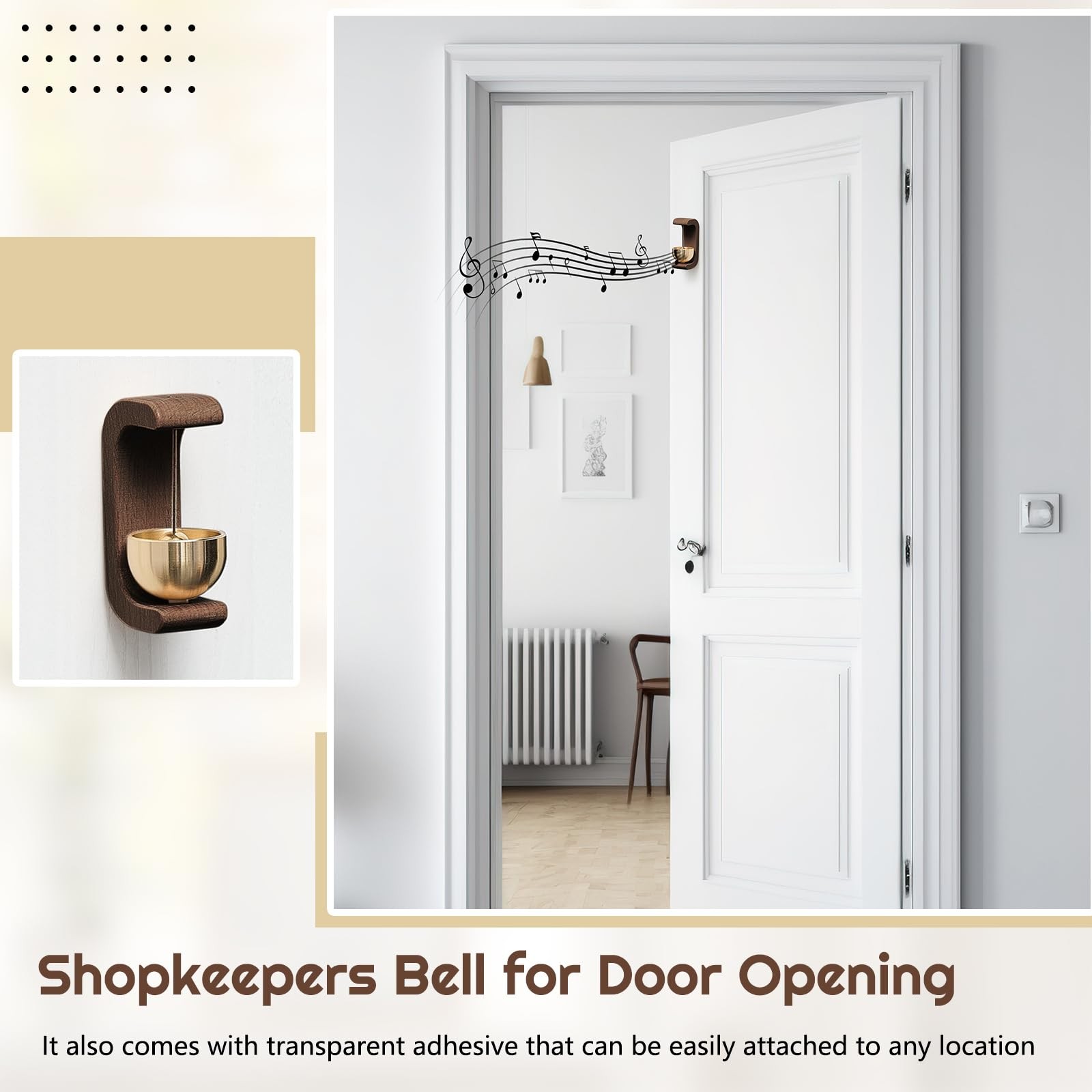 2 Pcs Magnetic Wooden Wind Chime Doorbell Decoration Shopkeepers Bell for Door..