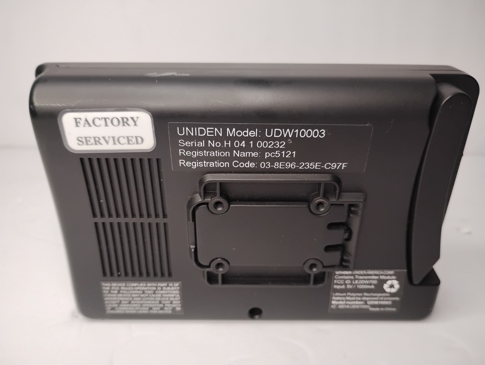 Uniden Wireless Video Surveillance System UDW10003 Portable Receiver. Untested