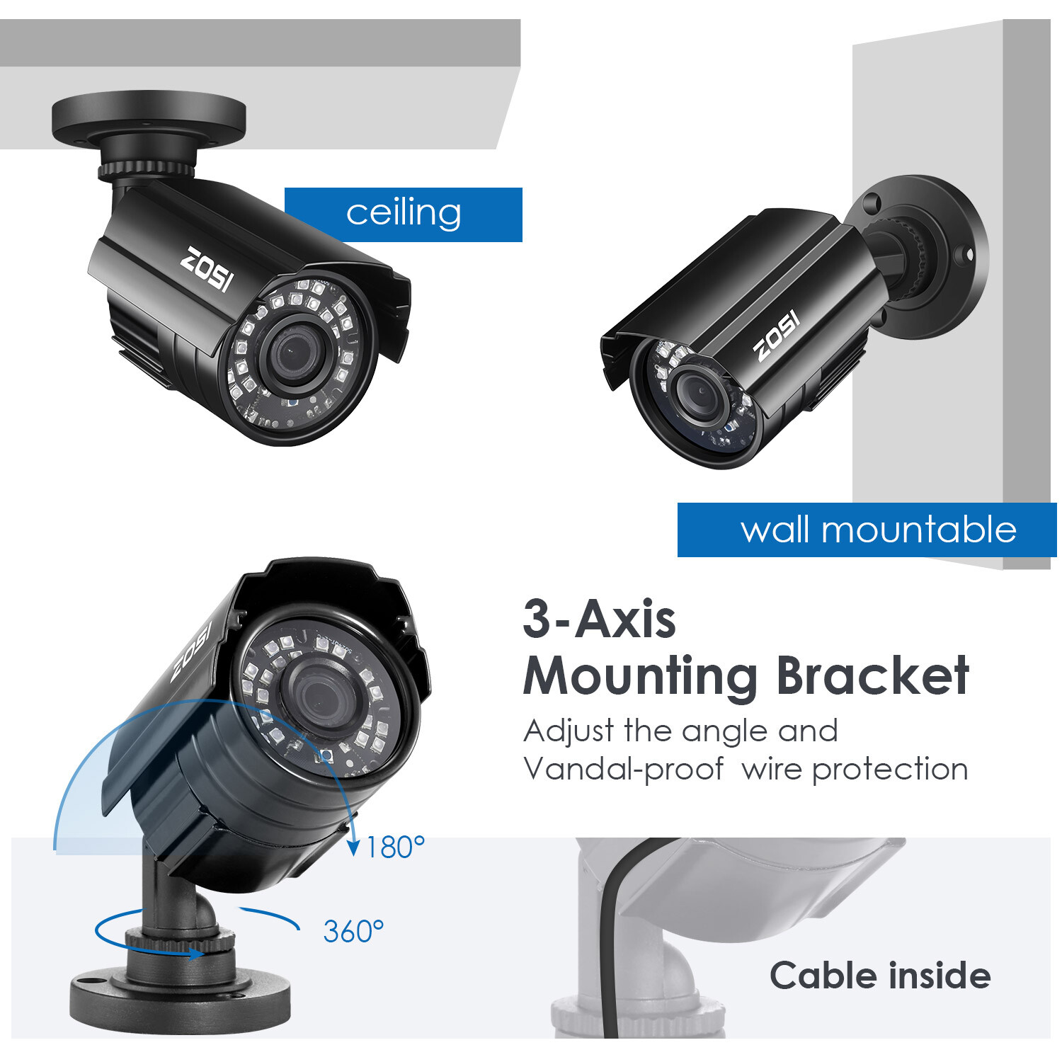 ZOSI H.265+ 16CH 1080p Dome bullet Surveillance CCTV Security Camera System 2TB