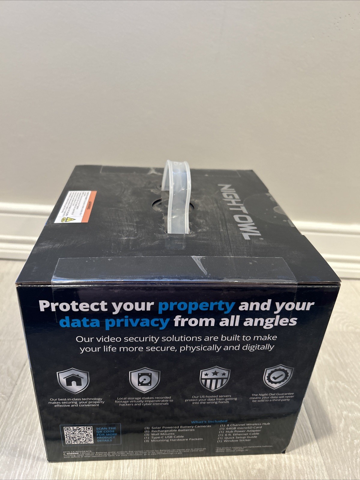 Night Owl 2K 64GB Hub Recorder Security System w/ 3 Battery Solar Cameras