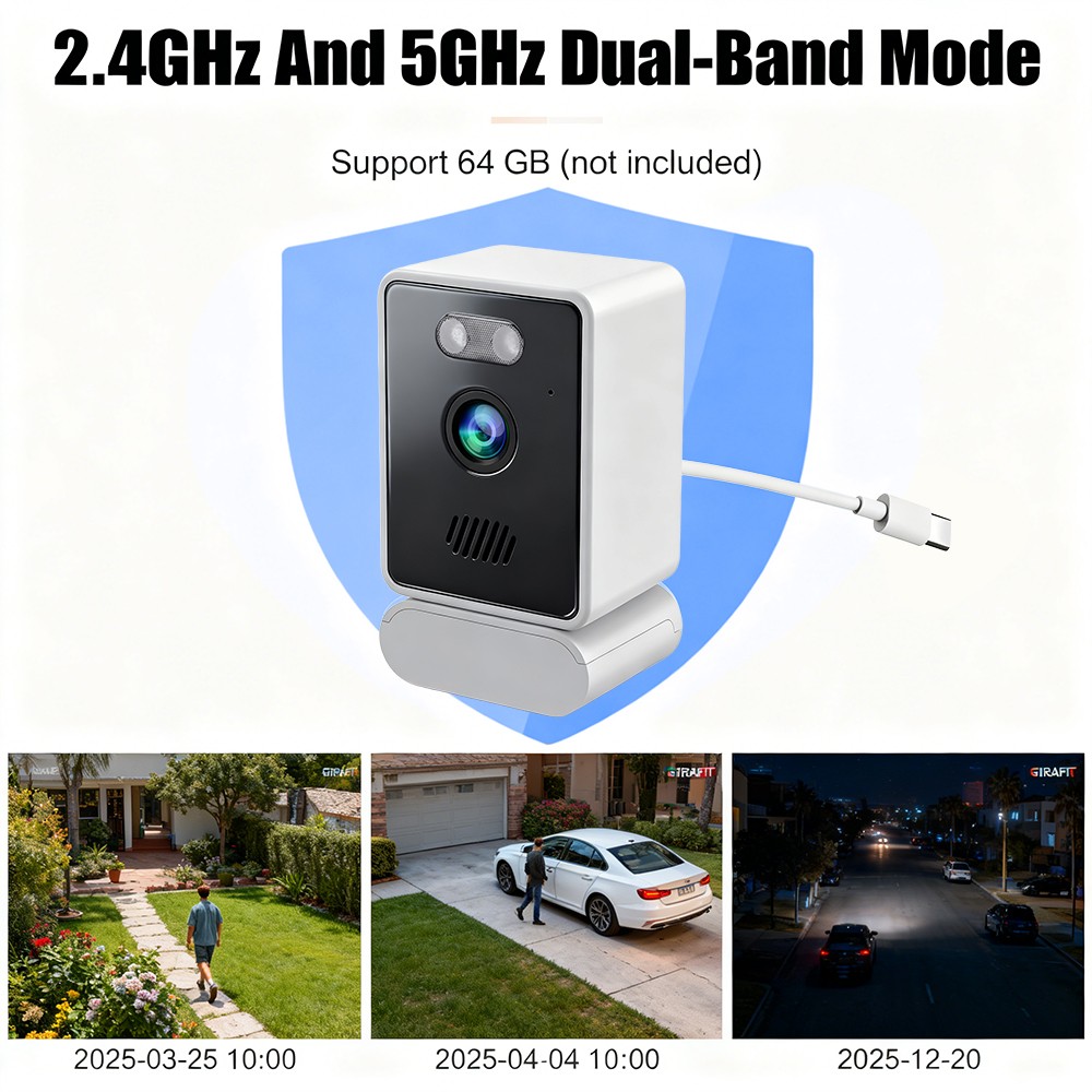 3MP 2K Window Camera, 2.4GHZ & 5GHZ WiFi Indoor Cameras for Home Security US
