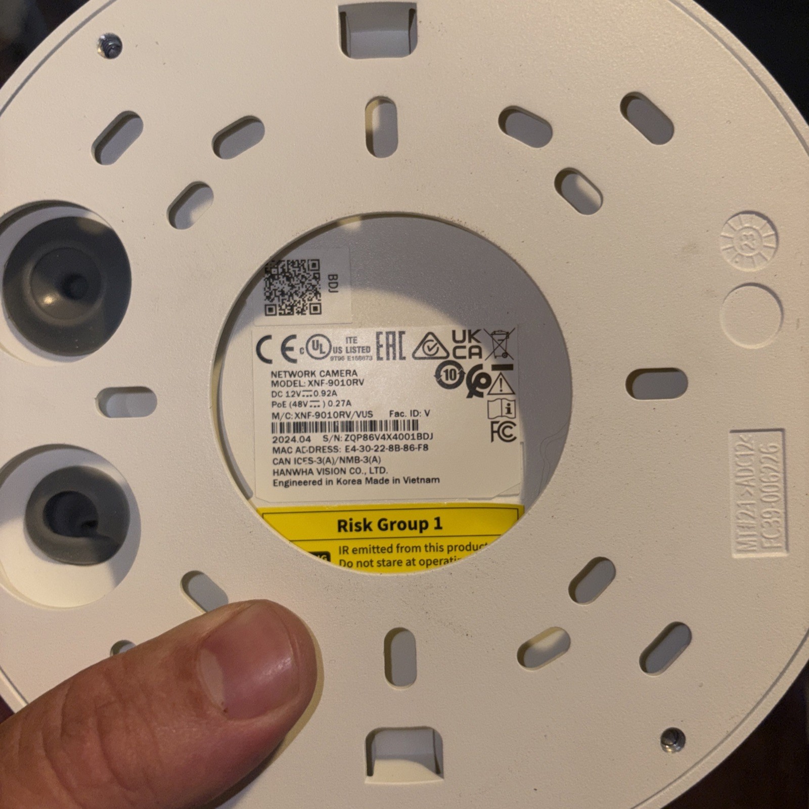 WiseNet used XNF-9010RV 12mp Fisheye IP Camera Hanwha Techwin Used