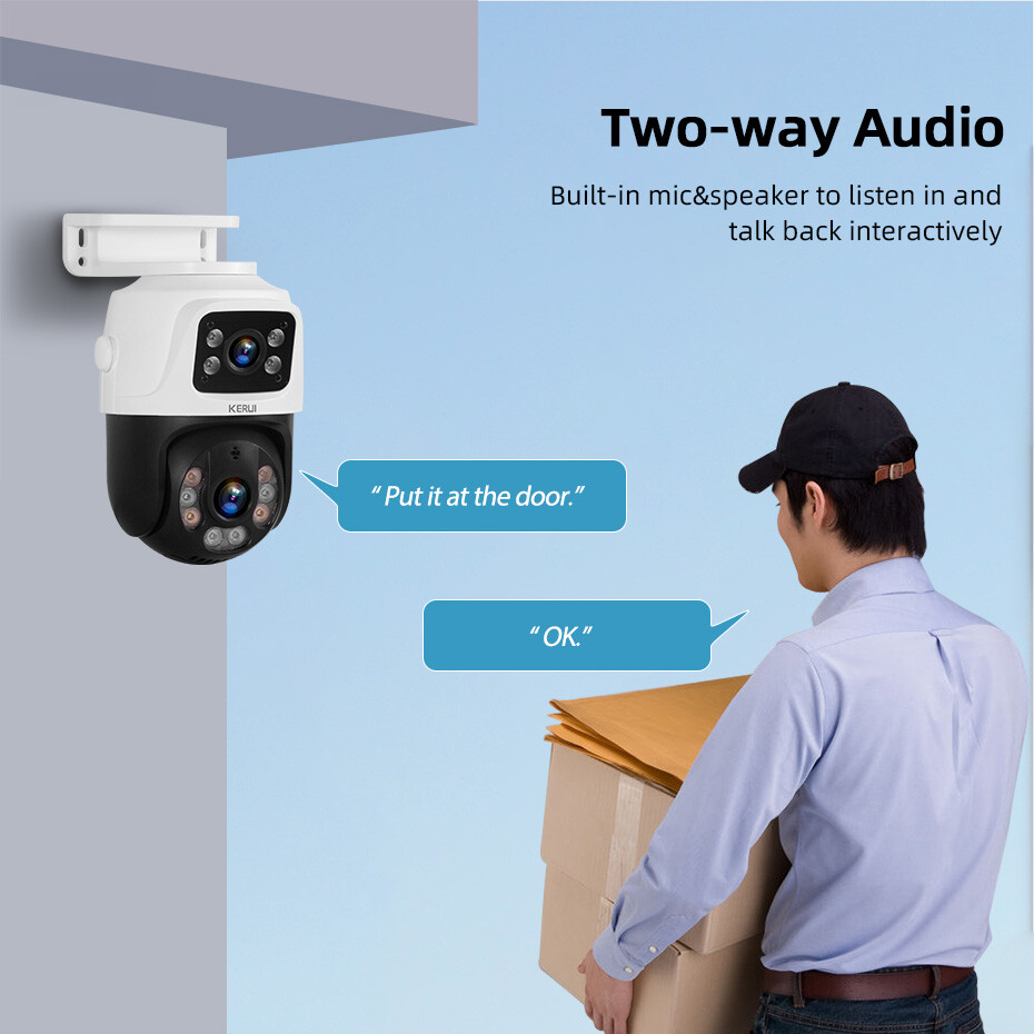 ICSee Dual Lens WiFi IP Camera Wireless Outdoor CCTV PTZ Home Security IR Cam US