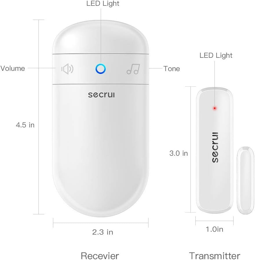 Door Chime, Sensor Chime for Opens – 1 Receiver+2 Sensor, White