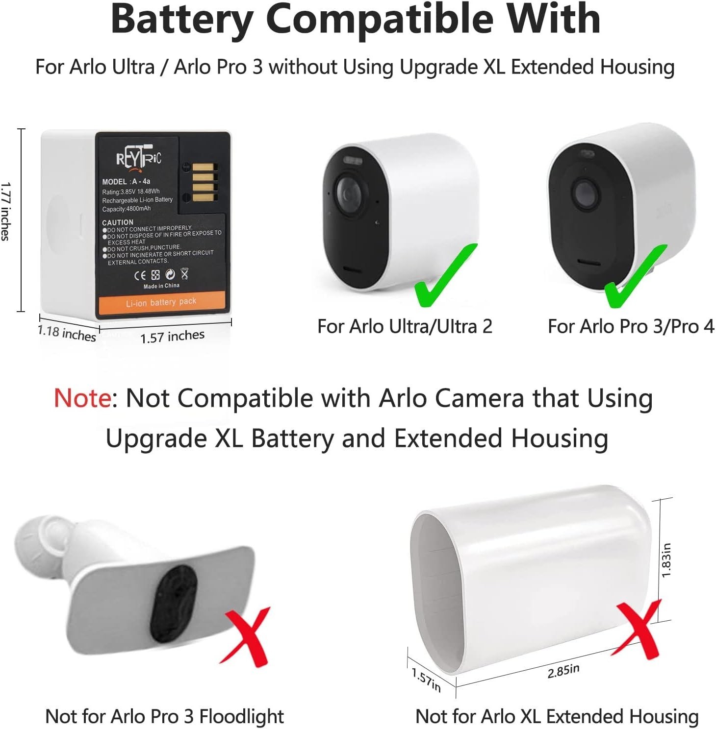 2-Pack A-4a Batteries Compatible with Arlo Pro 5S 2K, Ultra, Arlo Ultra 2, Arlo