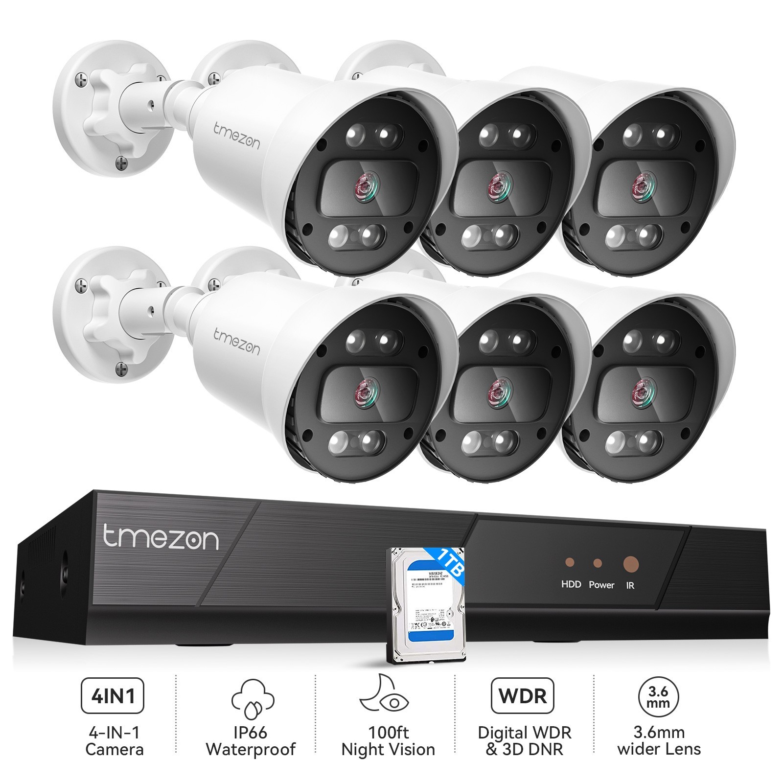 5MP Home Camera Color Night Vision IP66 8CH HDD IP66 Waterproofy