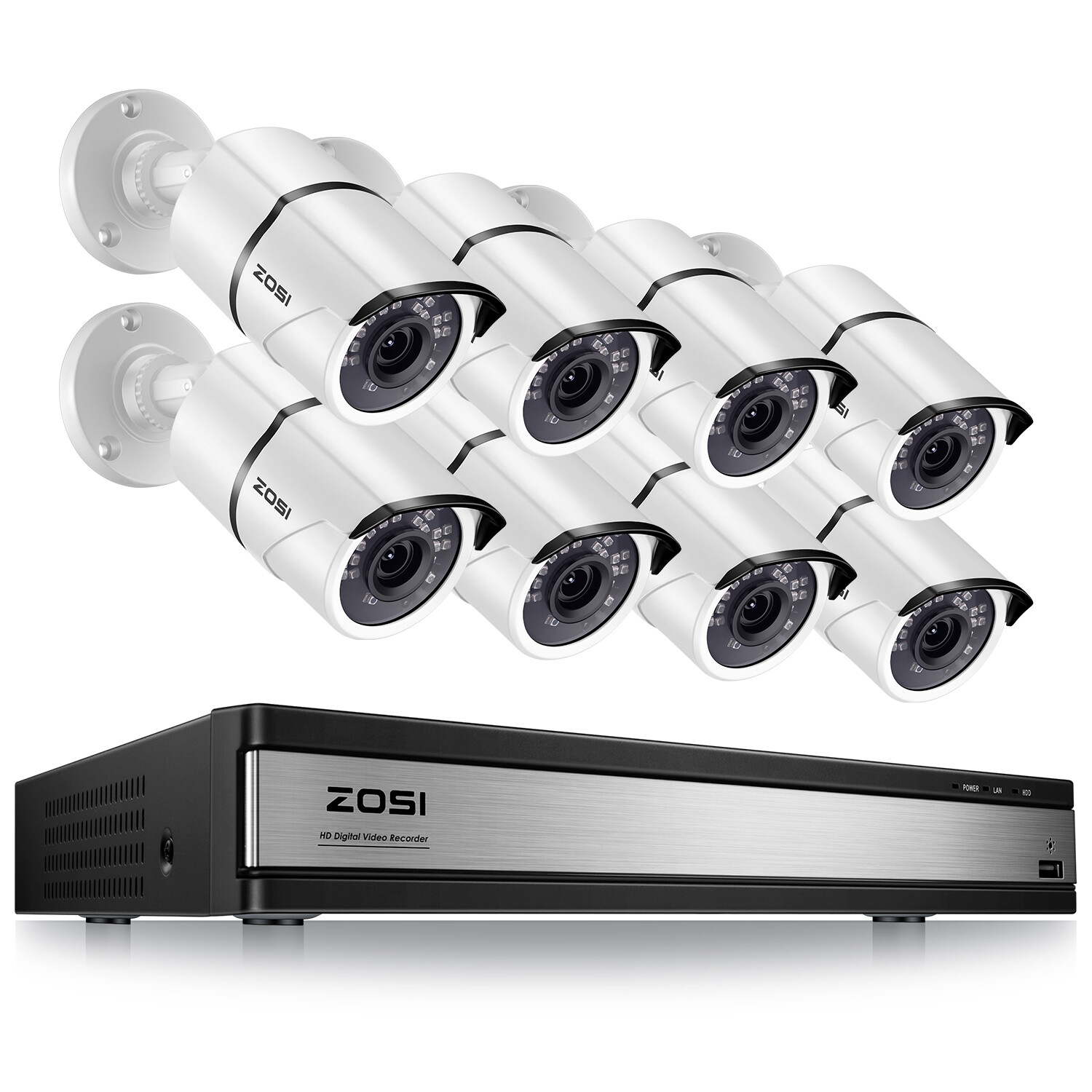 ZOSI H.265+ 1080p Security Camera System 16ch 5MP Lite CCTV DVR 2MP Outdoor