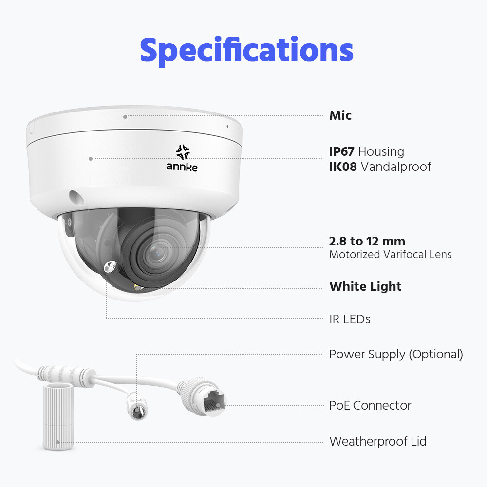 ANNKE 4K PoE Security IP Camera 8MP Color Night Outdoor AI Human Detection NC800