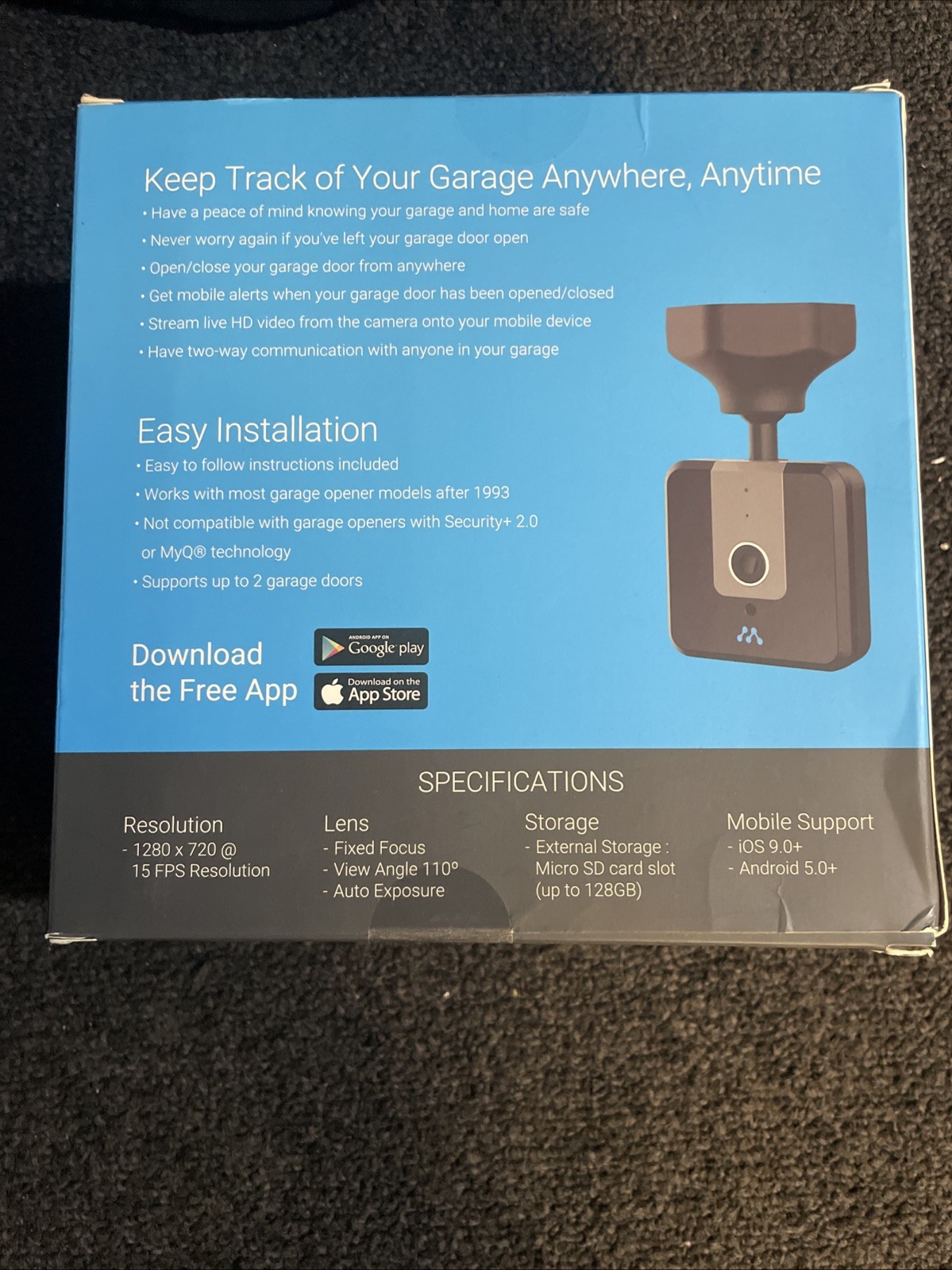 Momentum Niro WiFi Garage Door Controller With Built In Camera Sealed MOGA-001