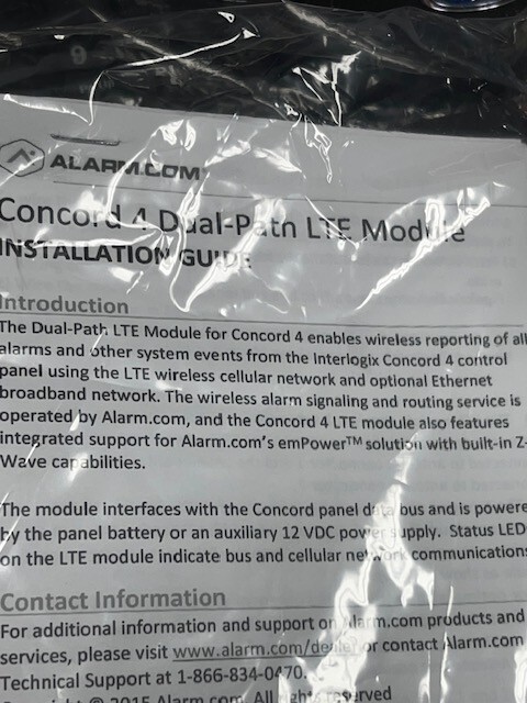ALARM.COM CONCORD DUAL PATH LTE MODULE ONLY NO GATEWAY INCLUDED CD-410-US-VZ