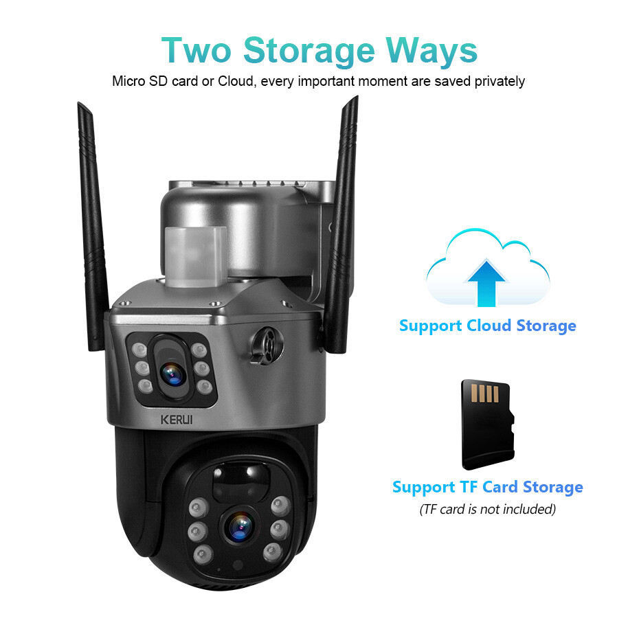 4MP Dual Lens Wireless Solar Security Camera 2 Pack Outdoor Surveillance 64GB SD