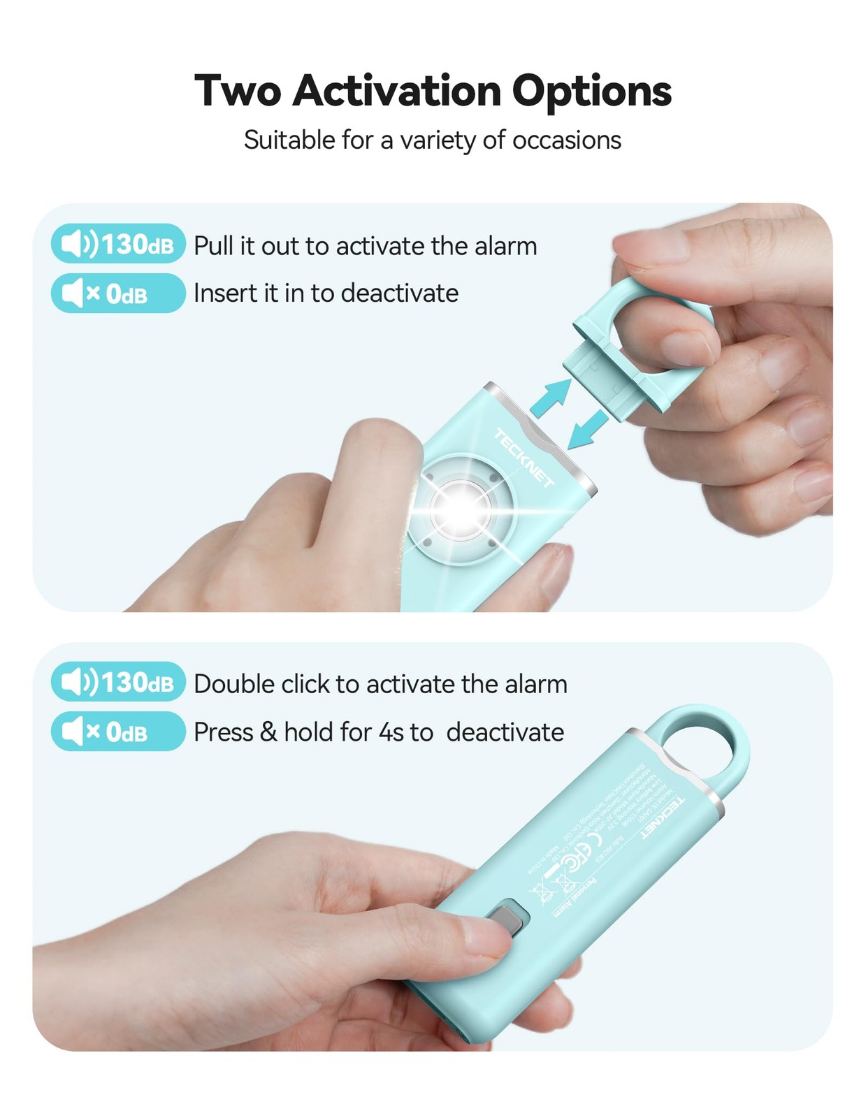 Rechargeable Personal Safety Alarm for Women, 130dB Self Defense Keychain Ala…