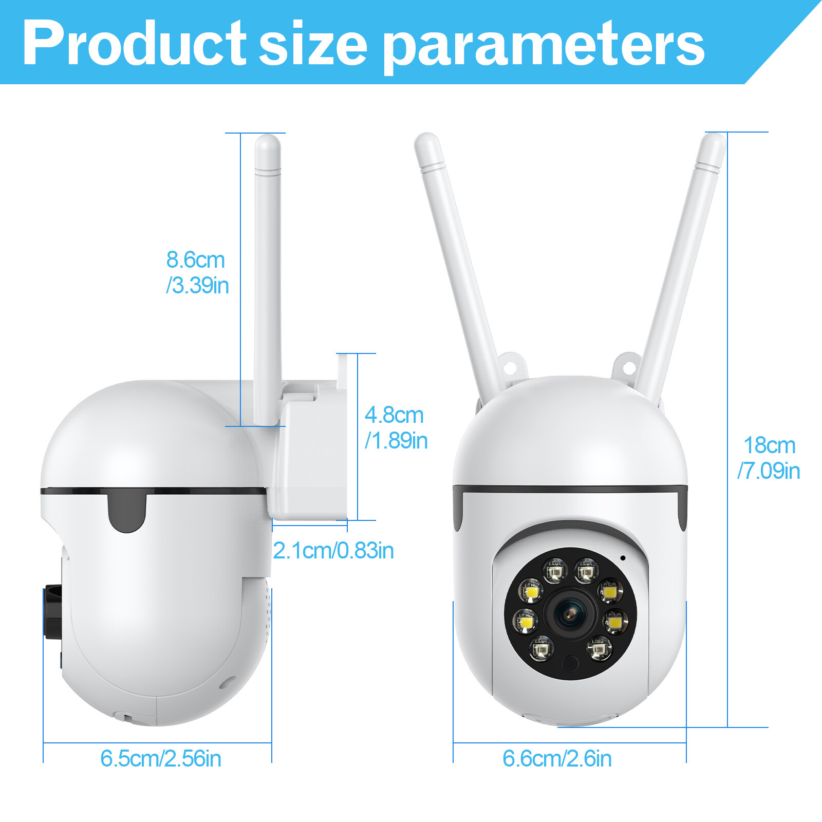 HD 1080P WiFi Security Camera Night Vision with PTZ Motion Detection 2-Way Audio