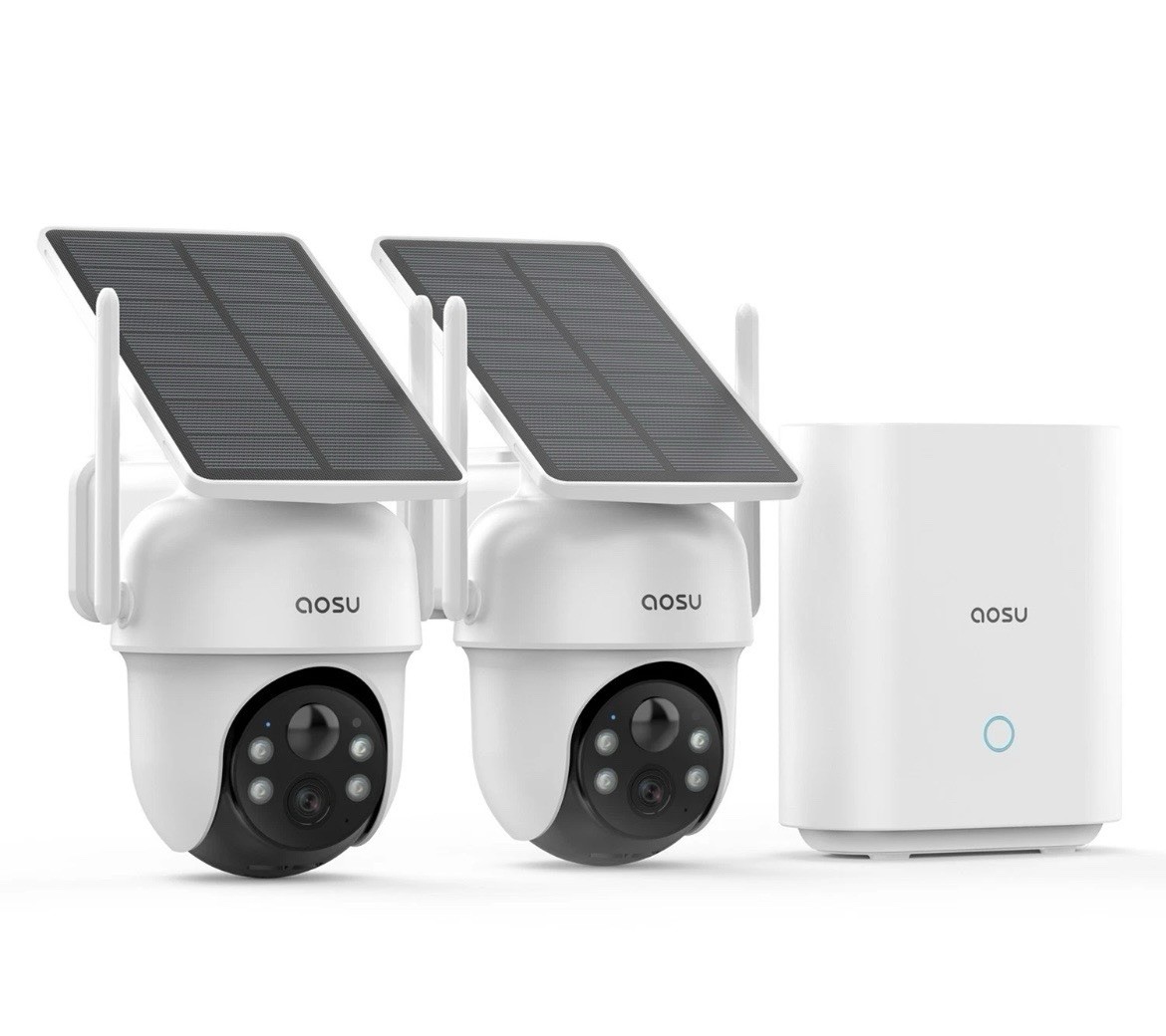 2K QHD 3.0-MP Dual-Band Wi-Fi® Outdoor AI-Smart Solar Security Camera Kit…