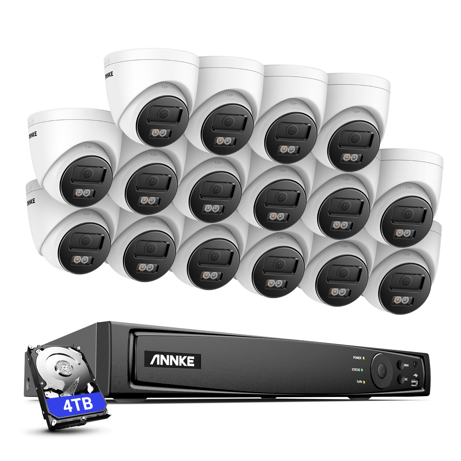 ANNKE 12MP 16CH NVR 8MP Audio POE Security IP Camera System Outdoor Color IP67
