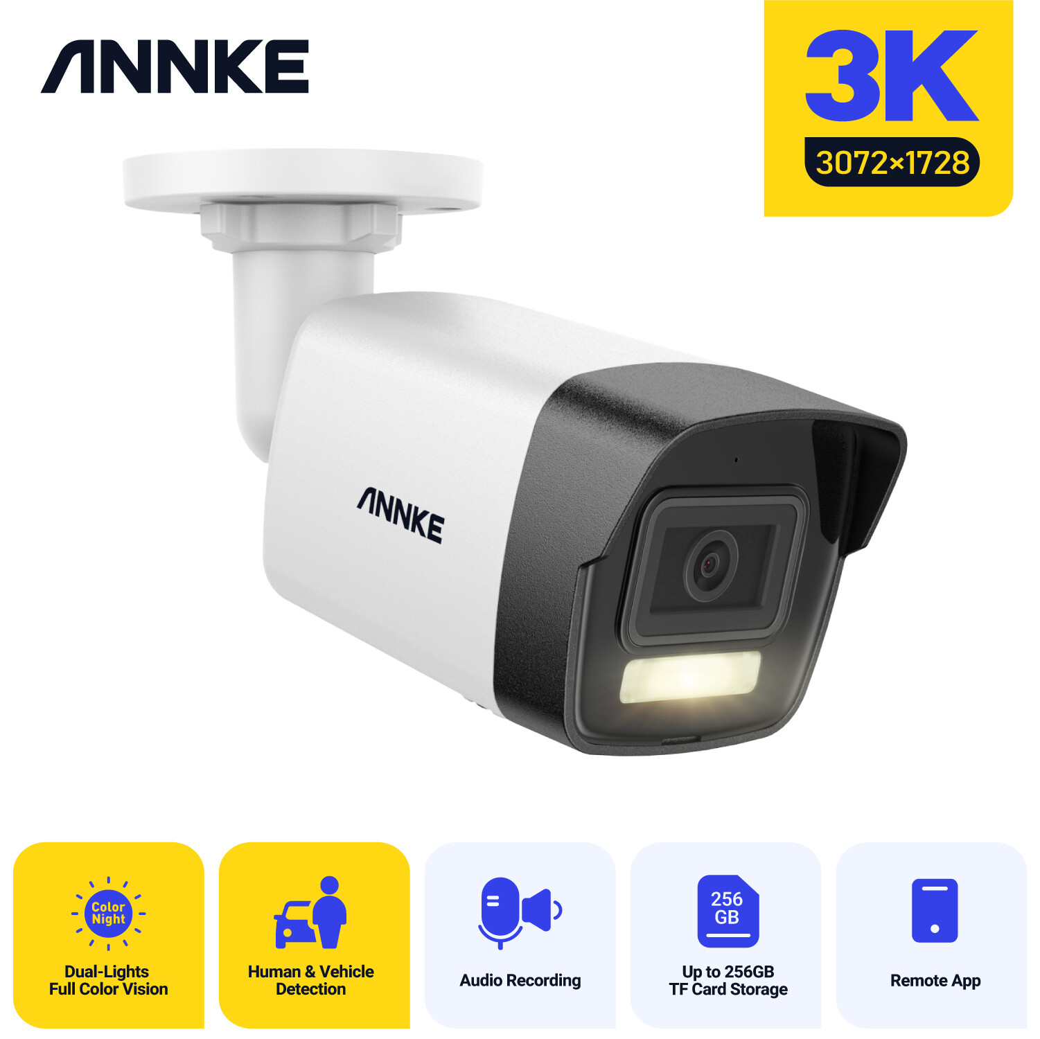 ANNKE 5MP Audio PoE Security IP Camera Color Night Vision Outdoor AI Detection