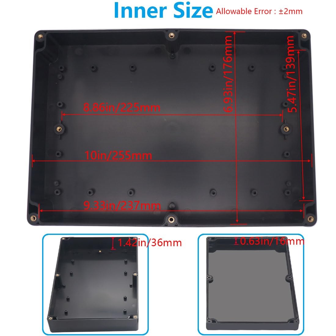 Otdorpatio Outdoor Waterproof Junction Box IP67 10.4“x7.2”x2.4“, Black