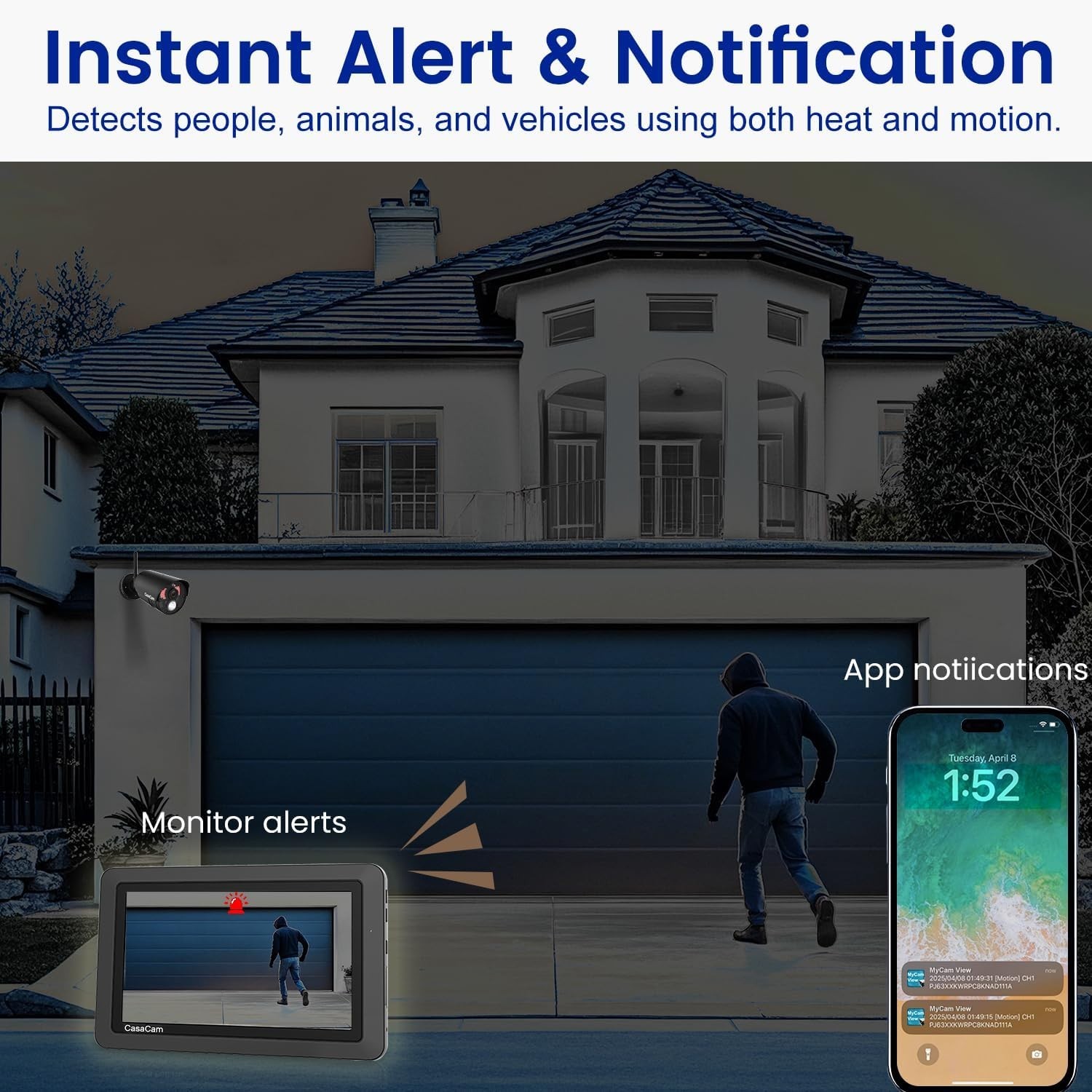Wireless Security Camera System: 2 x 720p Cams with 7-Inch Touchscreen Monitor