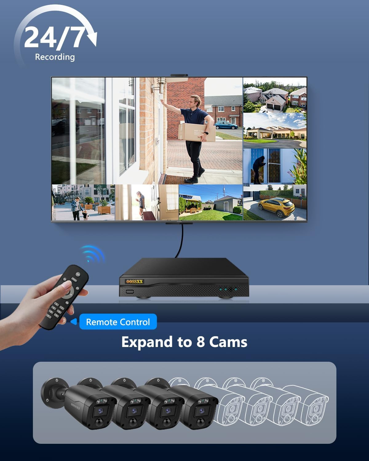 3K 5MP Wired CCTV Security Camera System with 122° Ultra Wide Angle, 4CH DVR wit