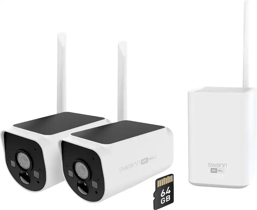 Swann MaxRanger Version 2 4K Solar Wireless Security System Base Station + 2 Cam