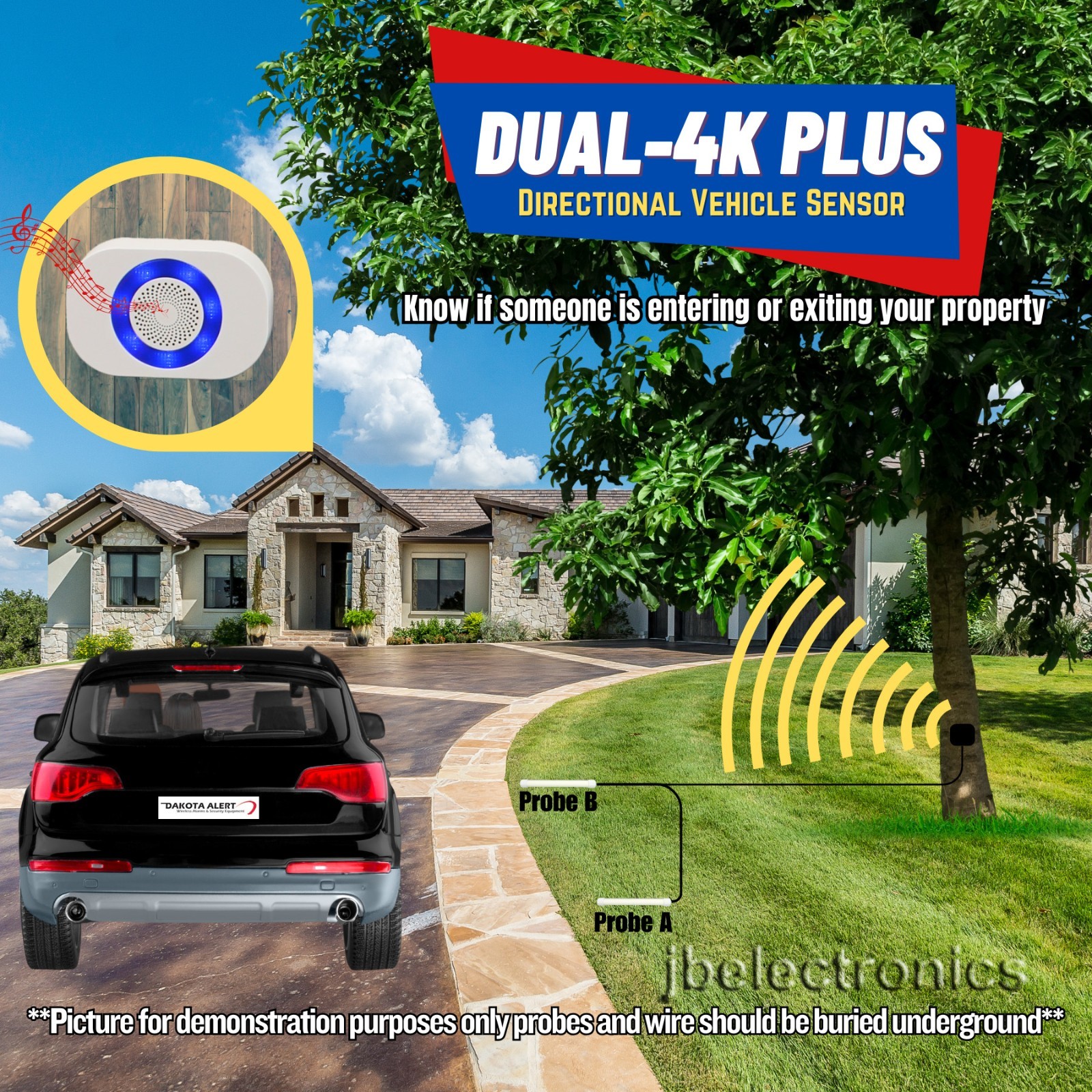 DAKOTA ALERT DCPA-4K PLUS PROBE ALERT DRIVEWAY ALARM+RELAYS+12V OUTPUT-50′ WIRE