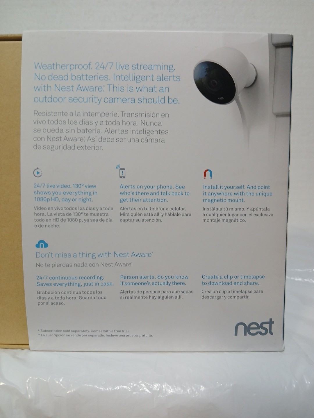 NEST Cam Outdoor Security Camera Model NC2100ES (Not Google Cam)