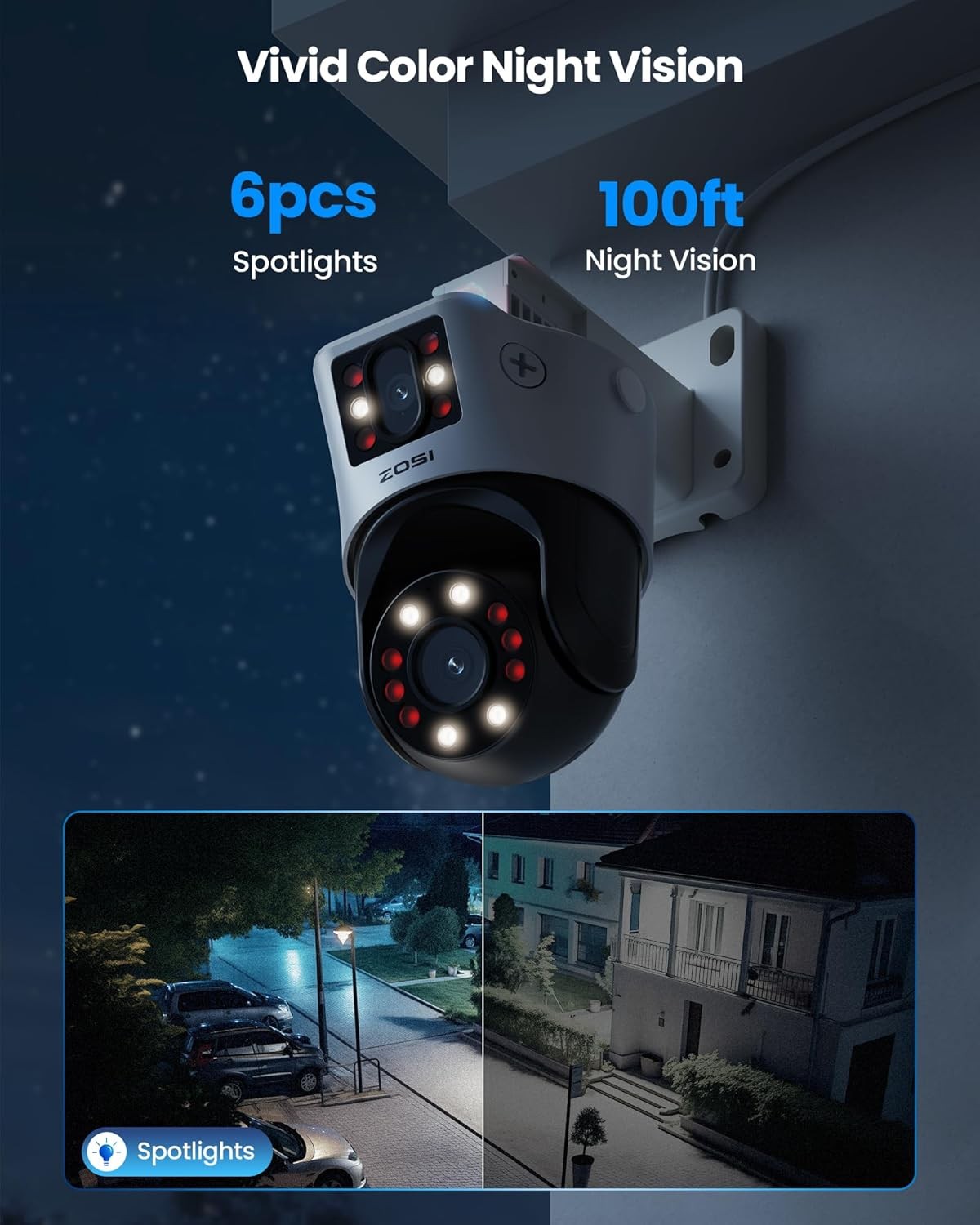 ZOSI 2 x C298 Pro 4K 8MP Dual-Lens(2x4MP) Add-on PoE IP Security Camera Detect