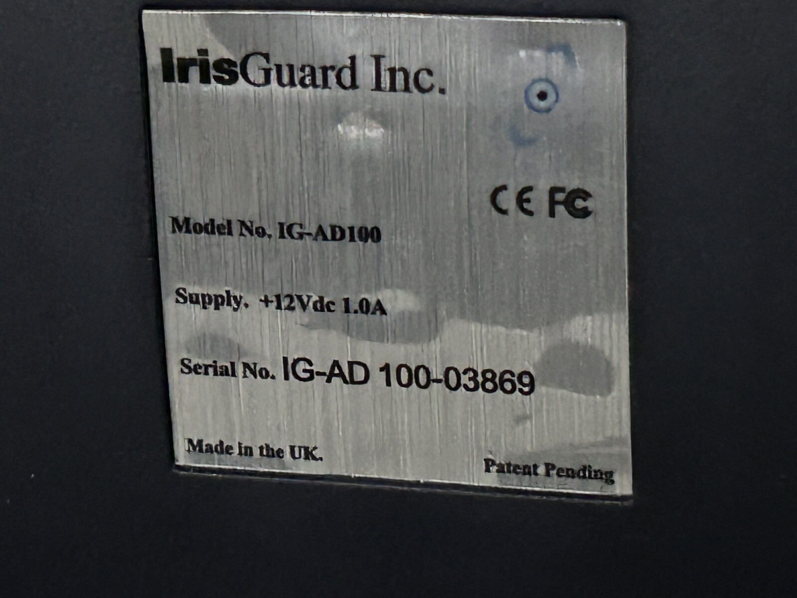 Iris Guard IG-AD100 Dual Biometric Iris and Face Capture Device