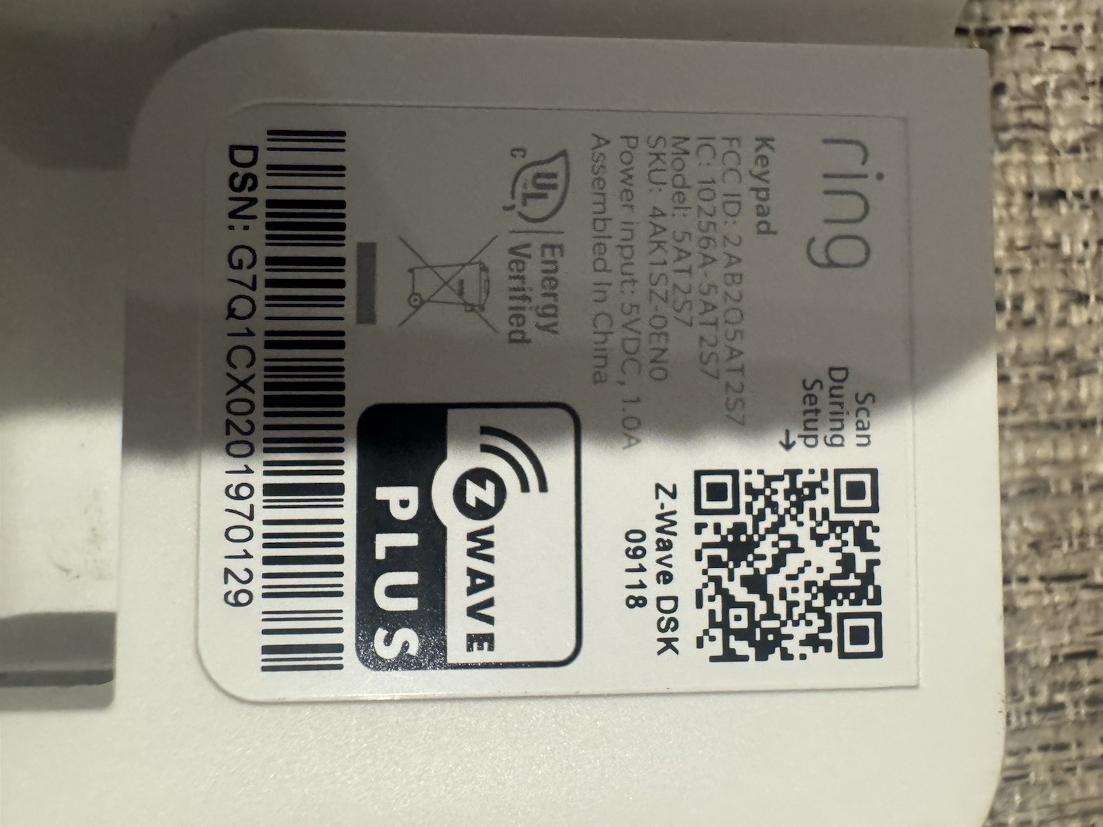 Ring Alarm Keypad (2nd Gen) – Model 5AT2S7, Z-Wave Plus Security System
