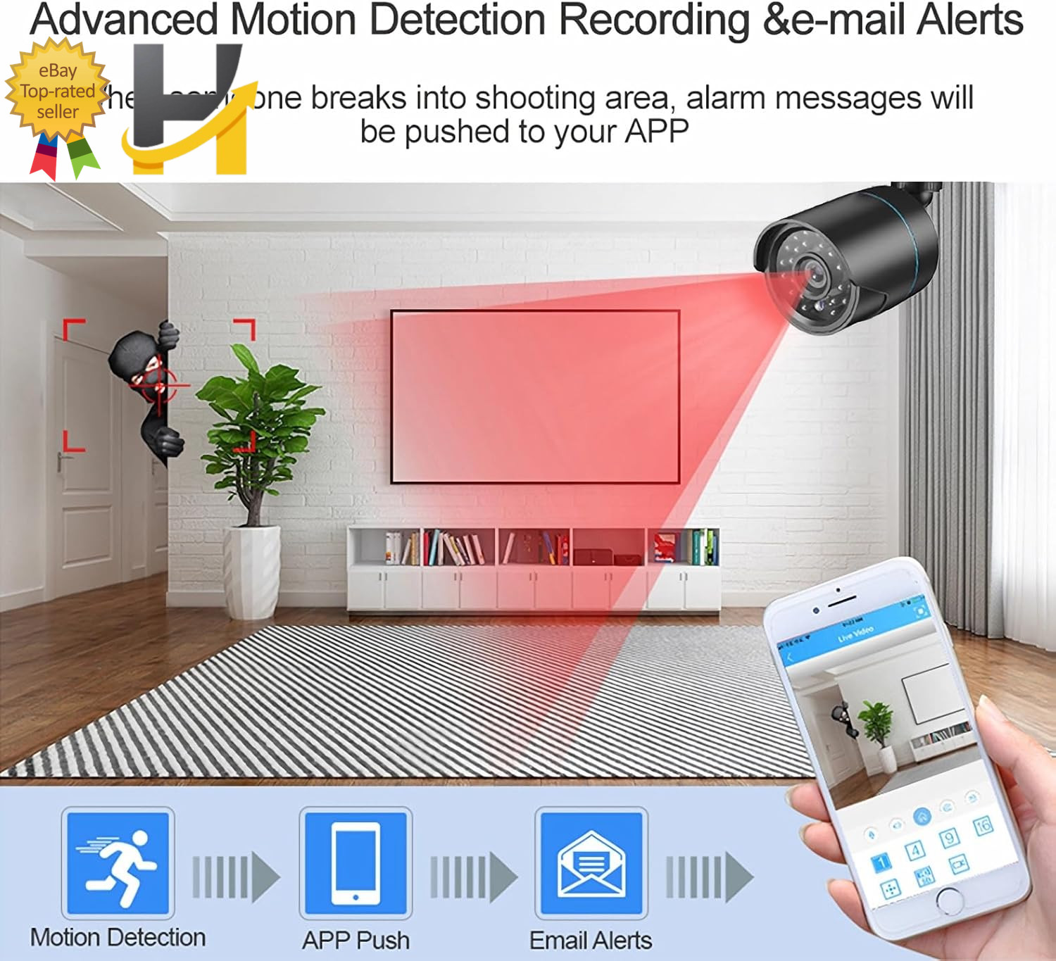 Home Security Camera System 3000TVL Surveillance DVR Kits 4Pcs Wired 1080P NEW