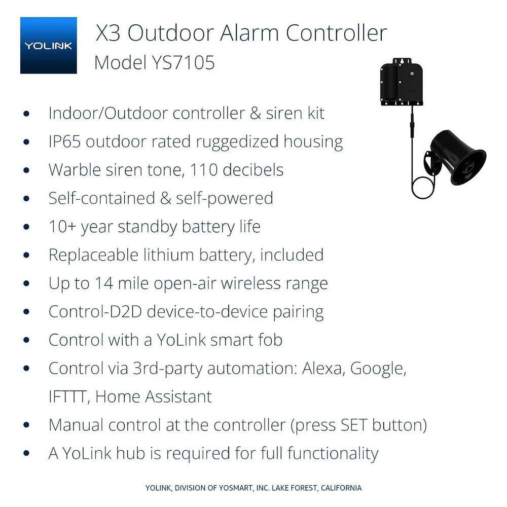 X3 Version Lora Outdoor Alarm Controller, up to 1/4 Mile Range, 110Db Siren, Bat