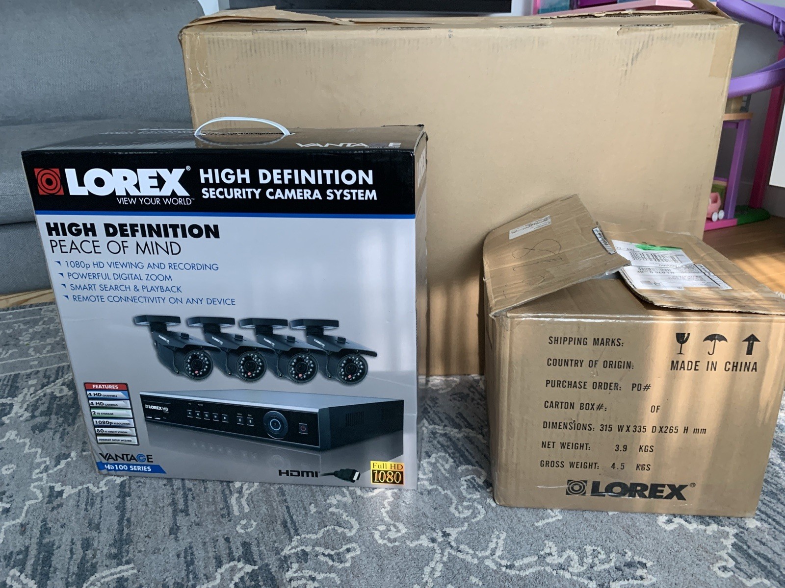 NEW Lorex Vantage HD100 Series 1080p DVR 4 Cameras Nght Vision Ind/Outd+ Monitor