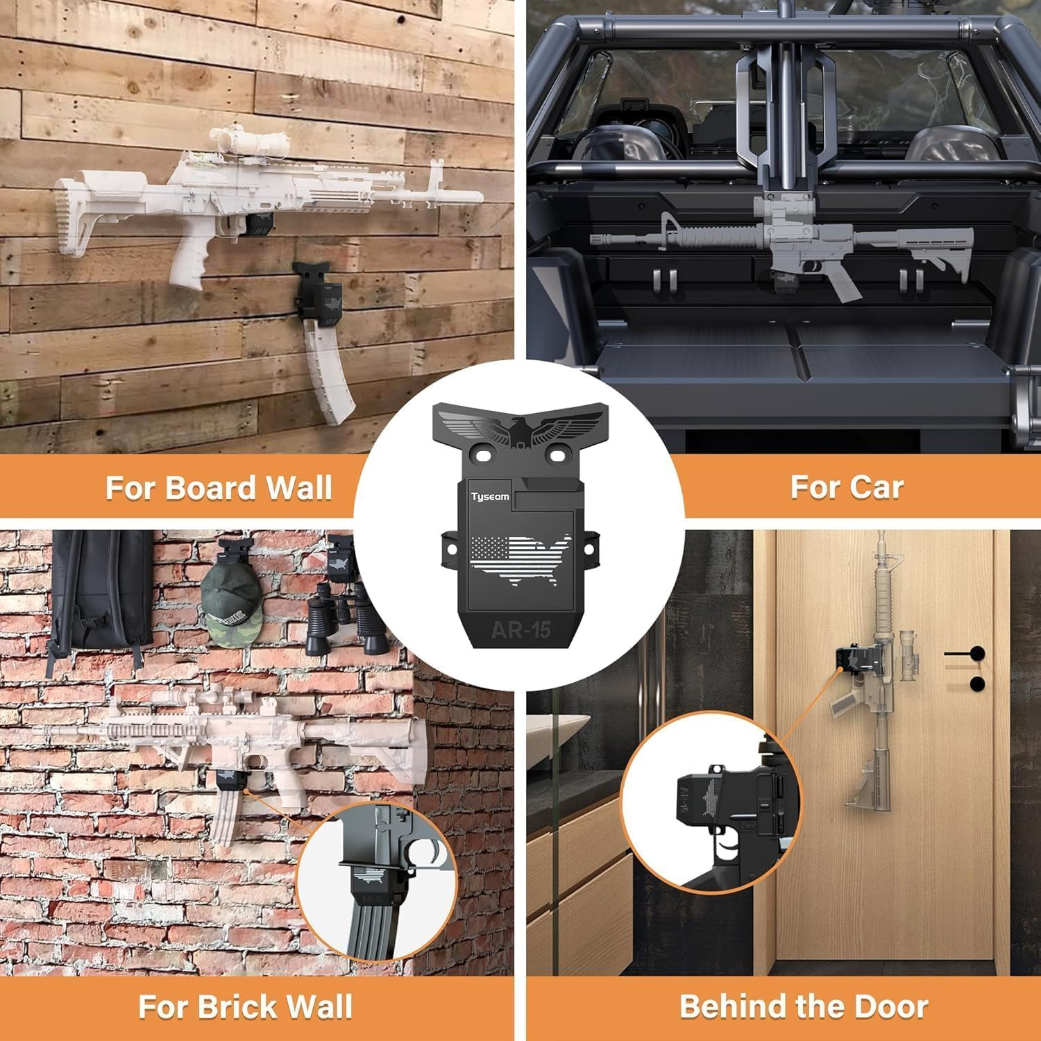 Secure & Stylish Rifle Gun Rack Vertical/Horizontal Wall Mount for 223/5.56 Qu