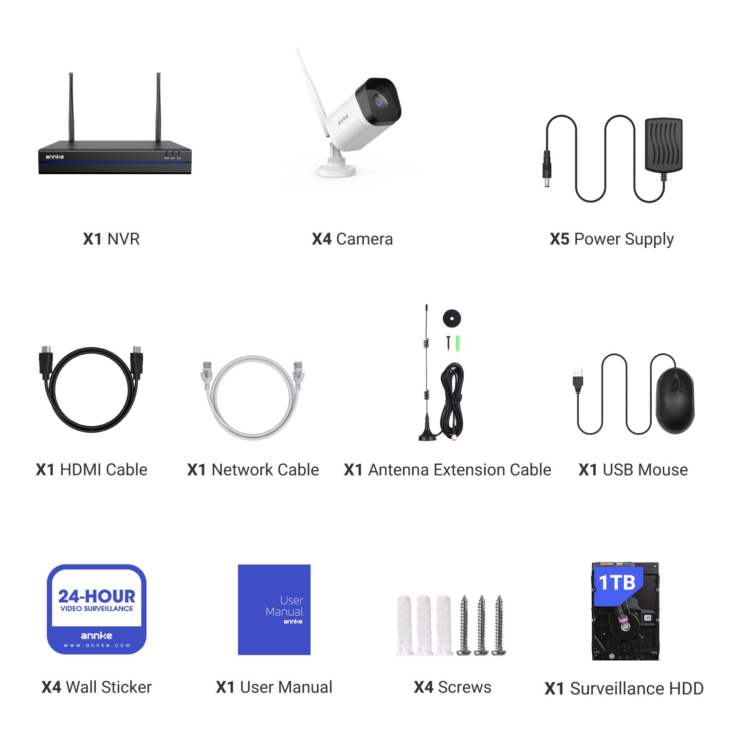 ANNKE 16CH 4K NVR 1TB Wireless 3MP Two Way Audio Security Camera System Outdoor