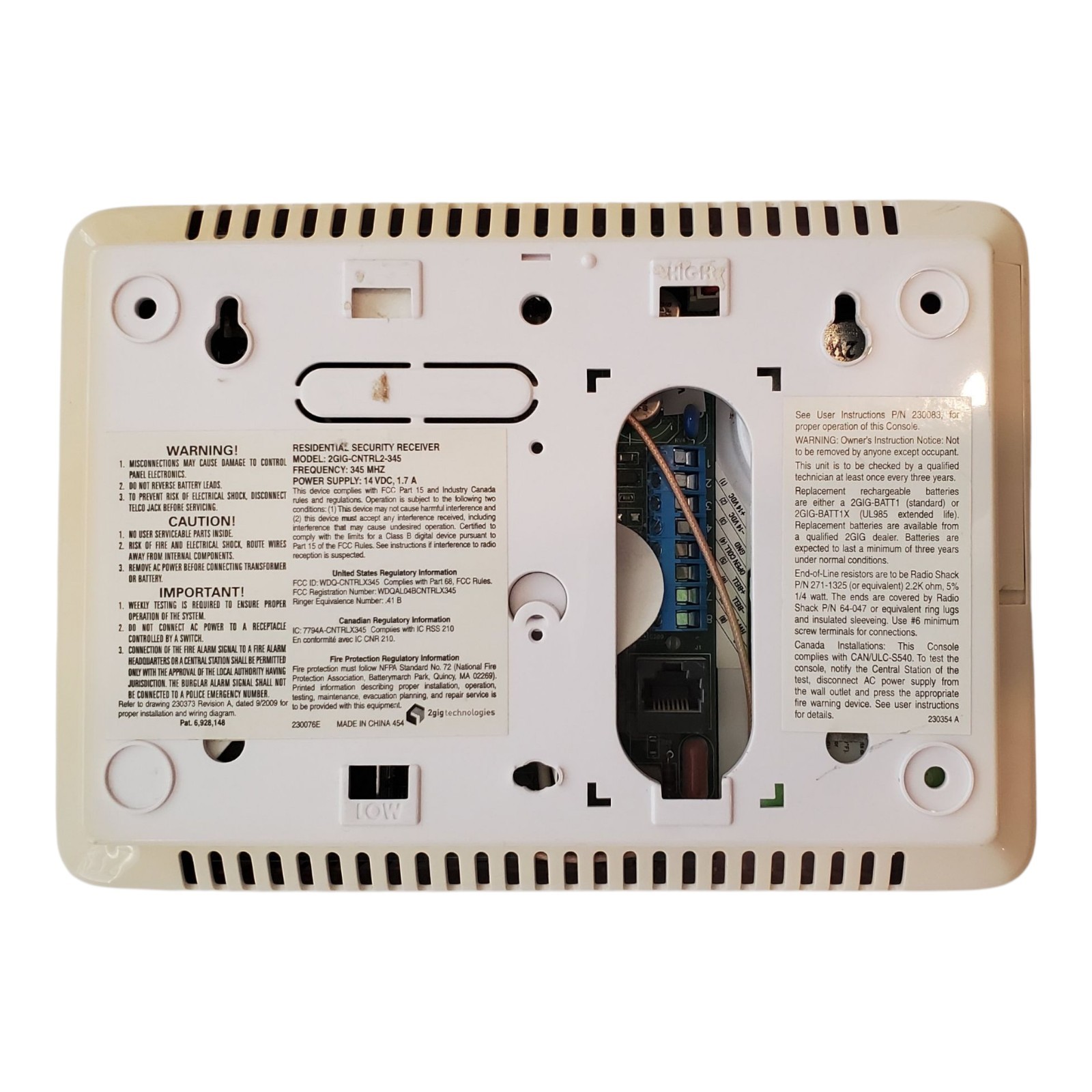 2GIG-CNTRL2-345 RESIDENTIAL SECURITY ALARM RECEIVER W/ LED DISPLAY 2gig