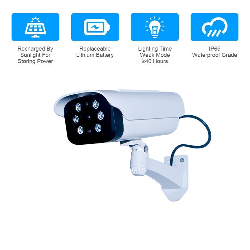 Outdoor Home Security Alarm LED Flash lamp Solar PIR Motion Sensor Dummy Camera