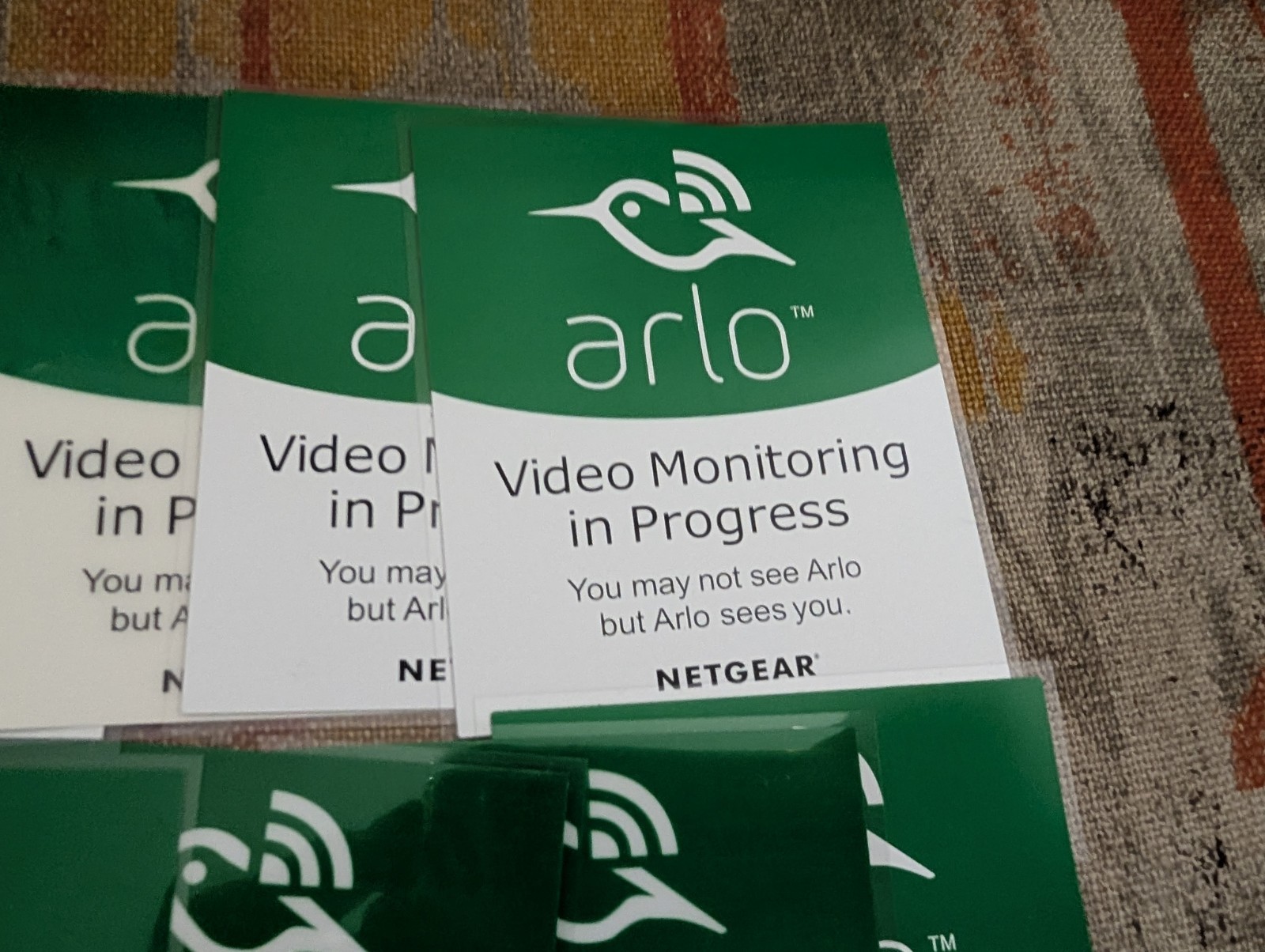 Netgear Arlo Green Sticker Decal Video Monitoring in Progress Lot of 10 3×3.5″