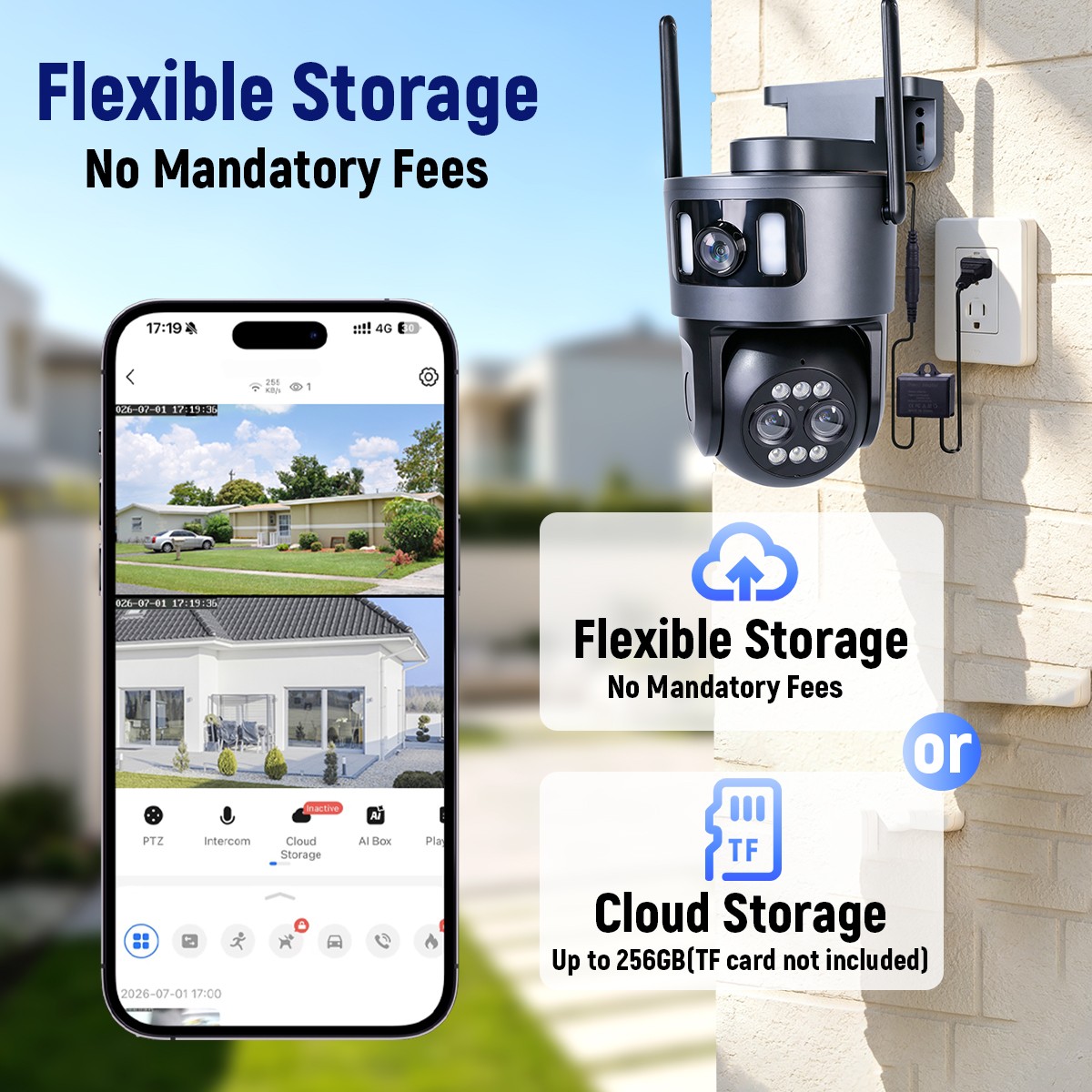 4K WiFi Triple Lens Security Camera Outdoor Home Night Vision 360° PTZ 10X Zoom