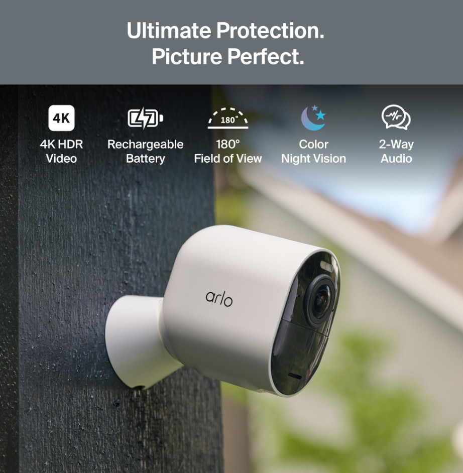 Arlo Ultra 4K 3rd Gen Single Add-On Security Camera Battery Powered, 1-Cam