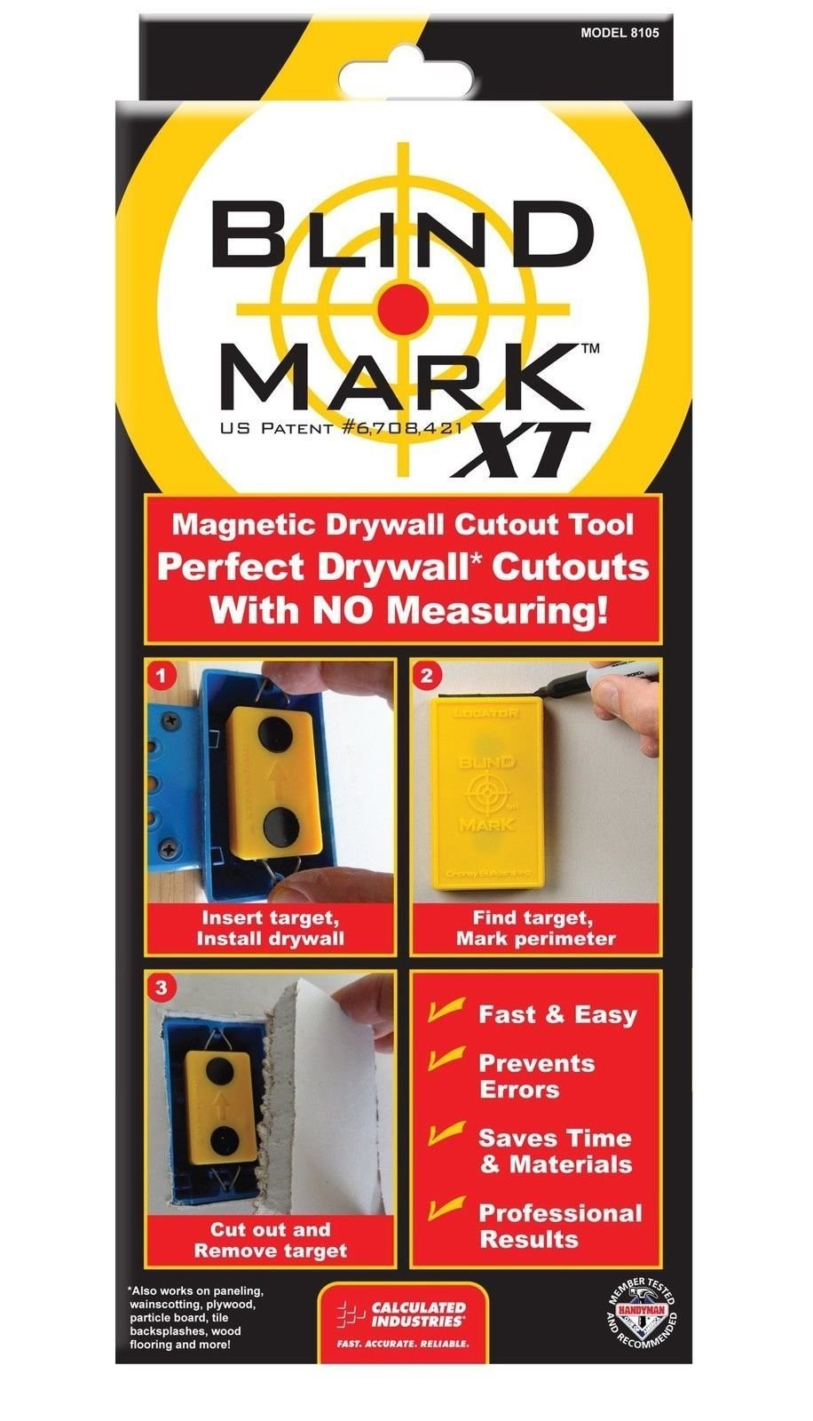 Calculated Industries 8105 Blind Mark Drywall Electrical Box 3 Targets + Case