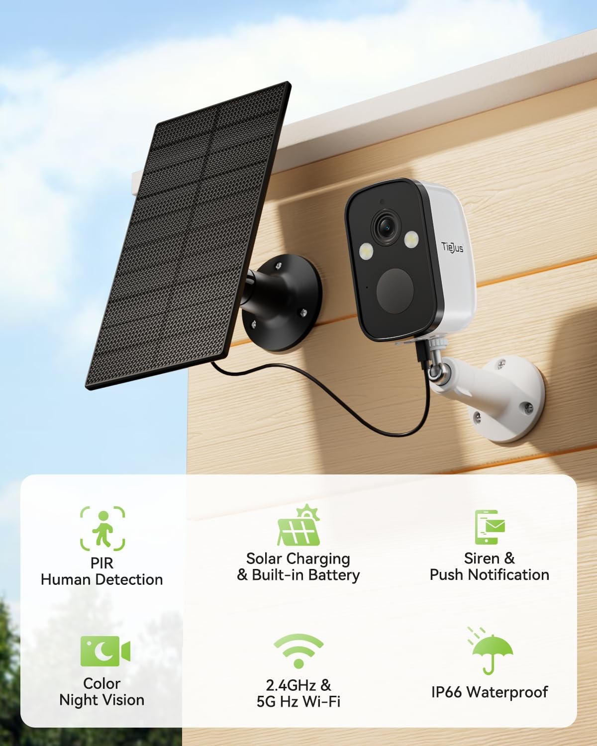 TIEJUS 4-Pack 2K 5G Solar Security Cameras Wireless Outdoor for Home 4 Pack-5G