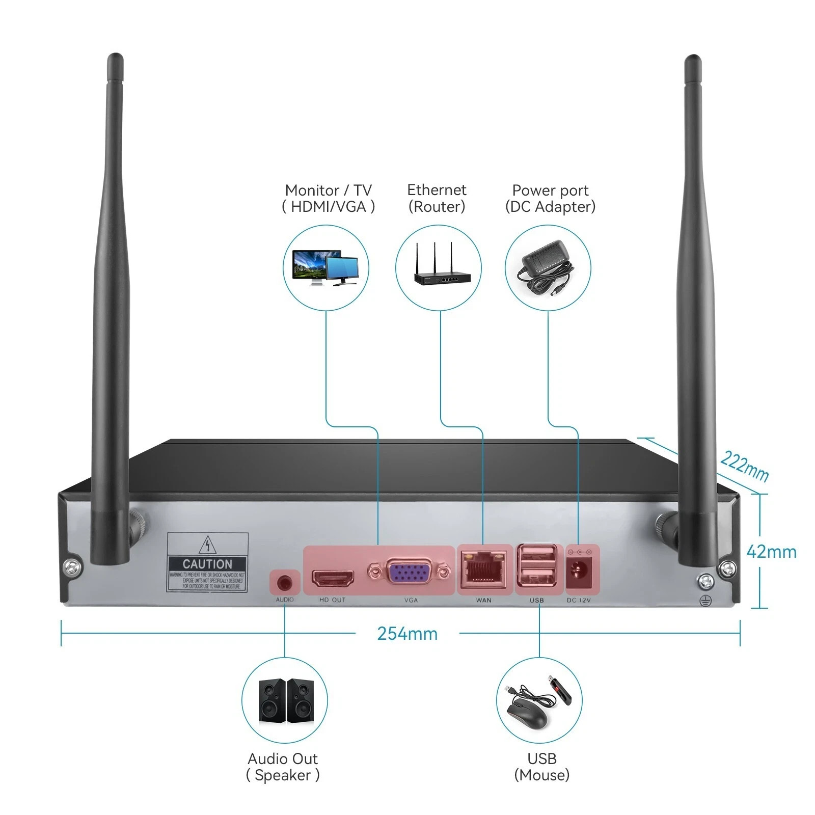 Wireless 5MP 10CH NVR 3MP Two Way Audio AI Security Camera System Outdoor 2TB HD