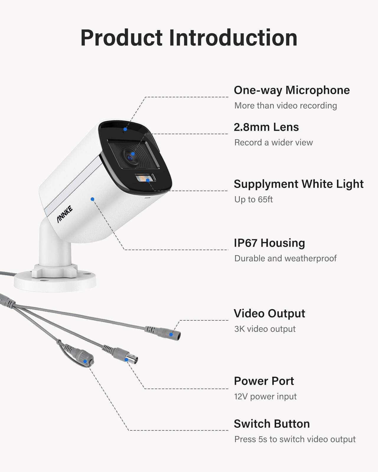 ANNKE 4IN1 3K HD Audio Recording Security Camera Outdoor Color Night Vision IP67