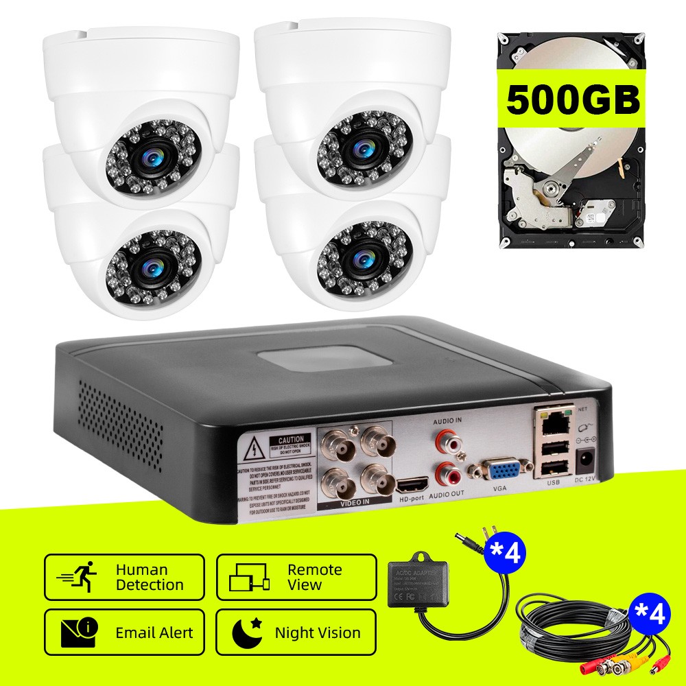 KERUI H.265+ 1080P Home Security Camera System Outdoor 4CH DVR with 500G HDD