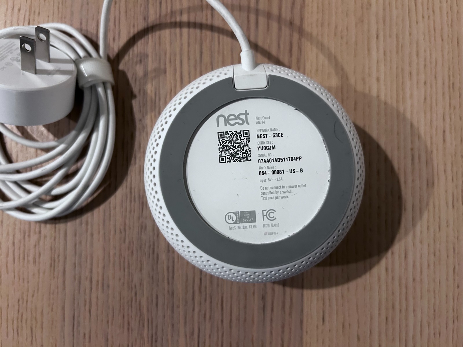 Google Nest Guard A0024 Base Only W/ Power Supply No other Accessories Clean