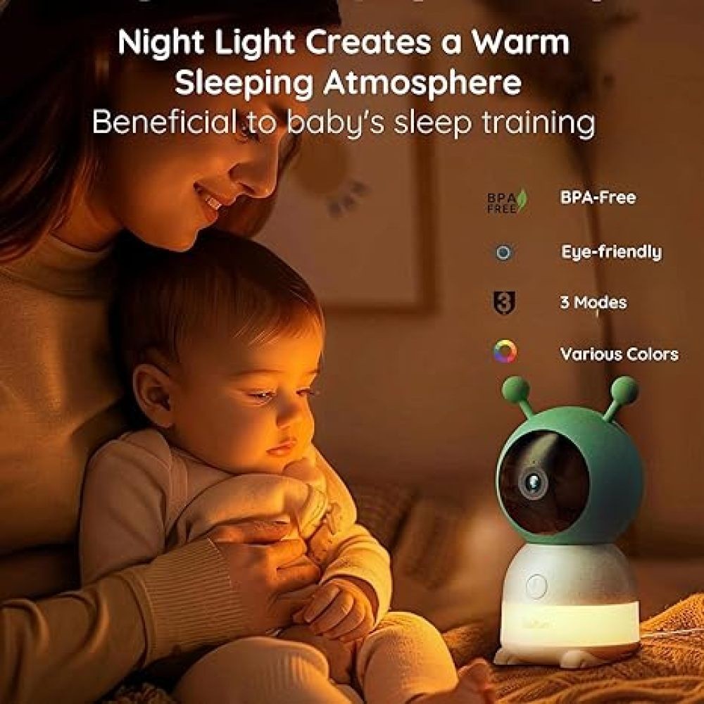 2Pack 2K WiFi Baby Monitor with Camera and Audio, Colorful Night Light,for baby