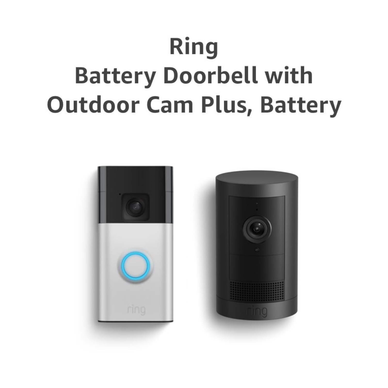 Ring Battery Doorbell Satin Nickel Smart Wi-Fi Video with Outdoor Cam Plus Black