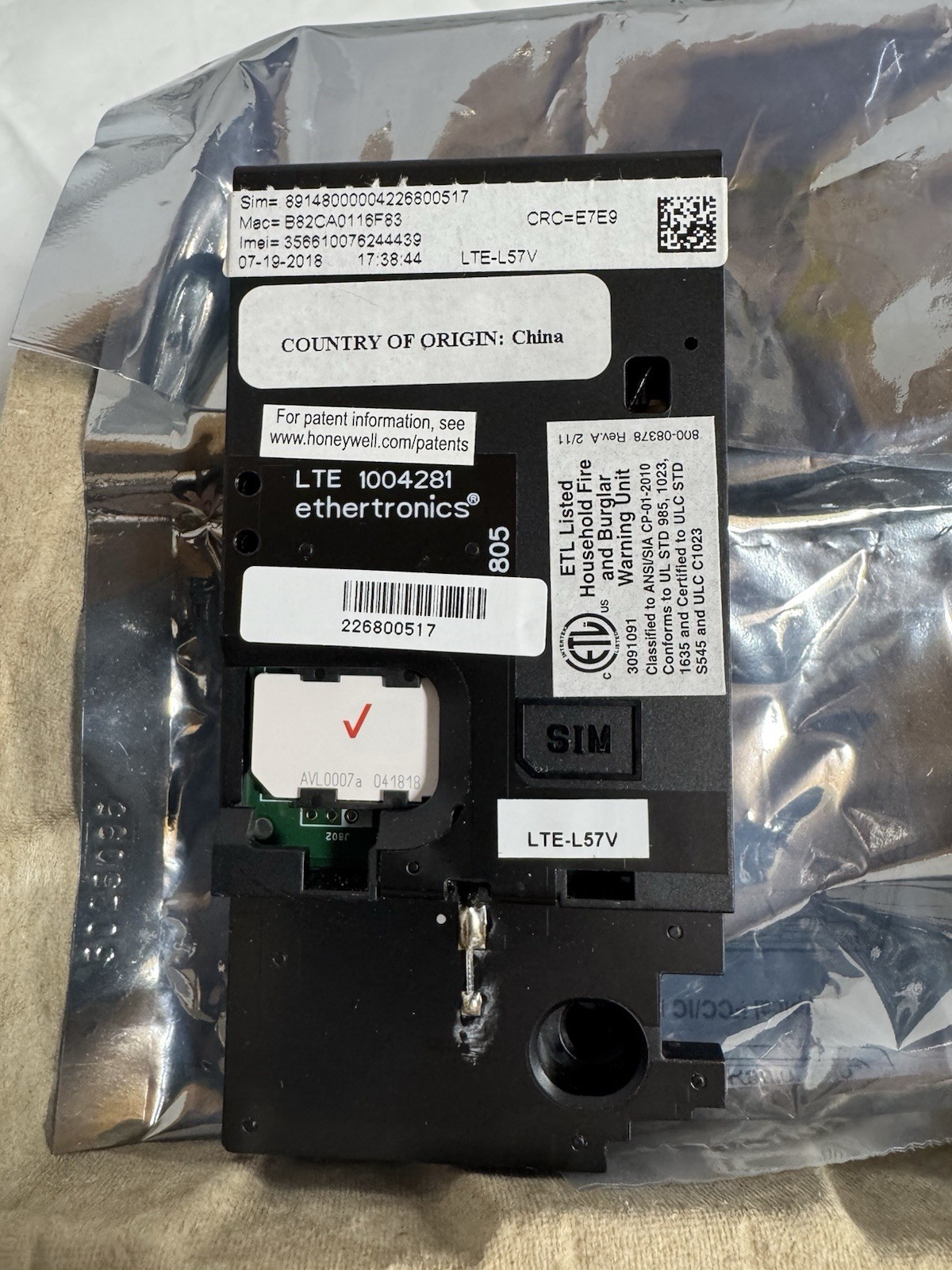 Honeywell LTE-L57V Verizon LTE Communicator Lynx Touch L5210 L7000 – Open Box
