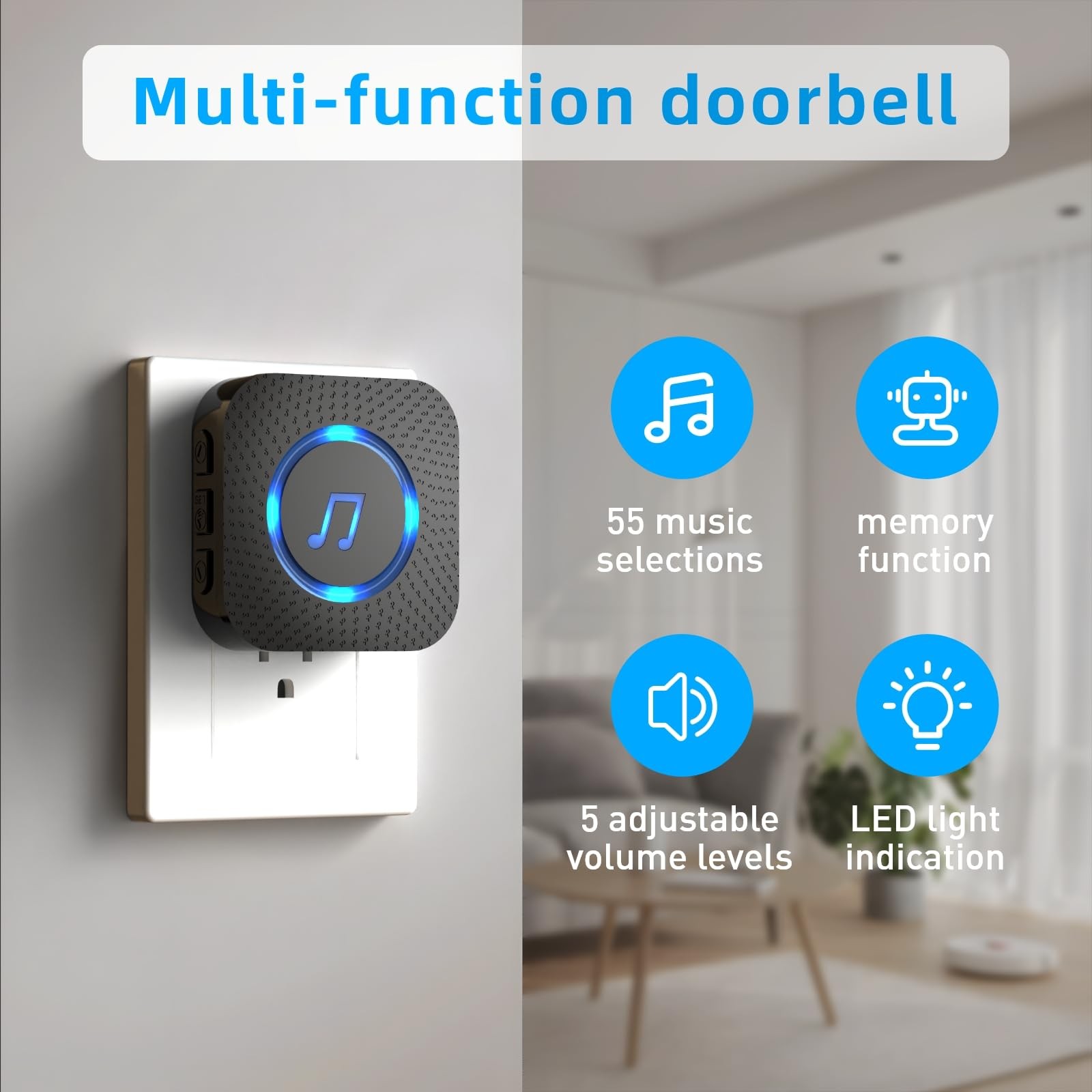 Door Sensor Chime When Opens, 1 Sensors + 1 Receiver Black, Black